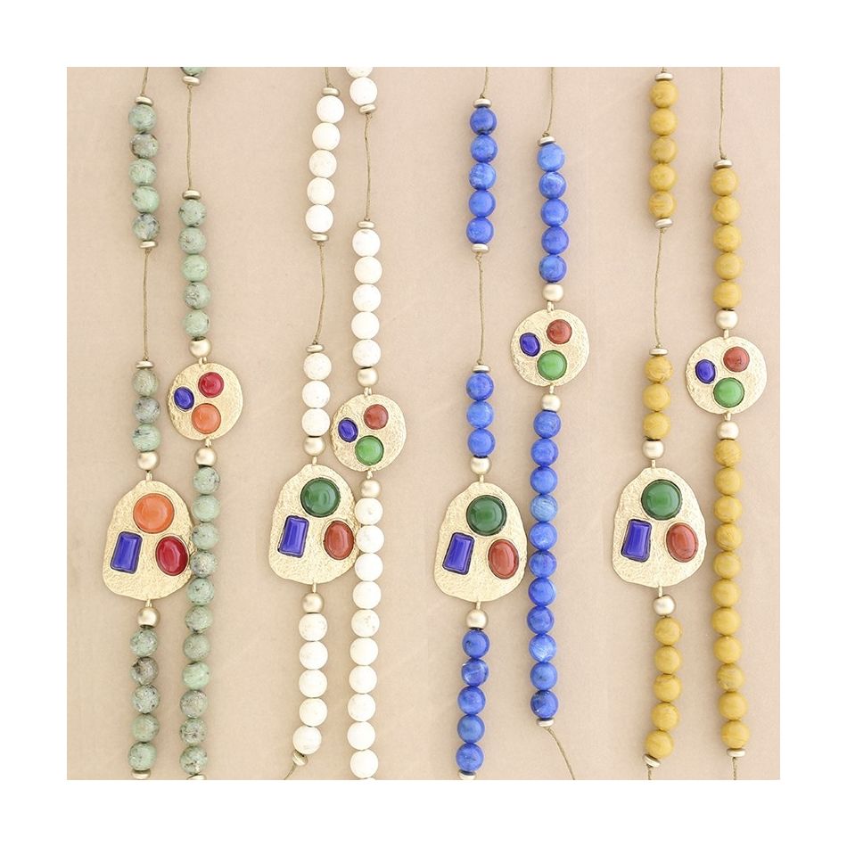 METAL RESIN BEADS LONG NECKLACE
