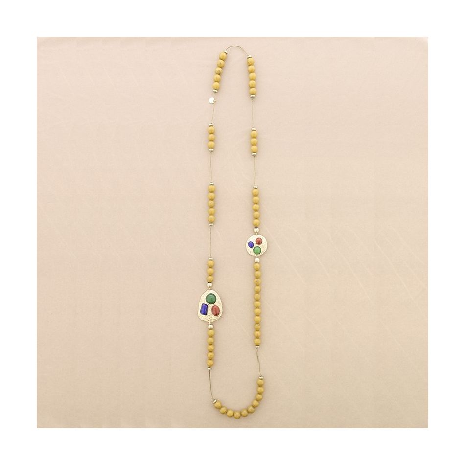 COLLAR LARGO CUENTAS RESINA METAL
