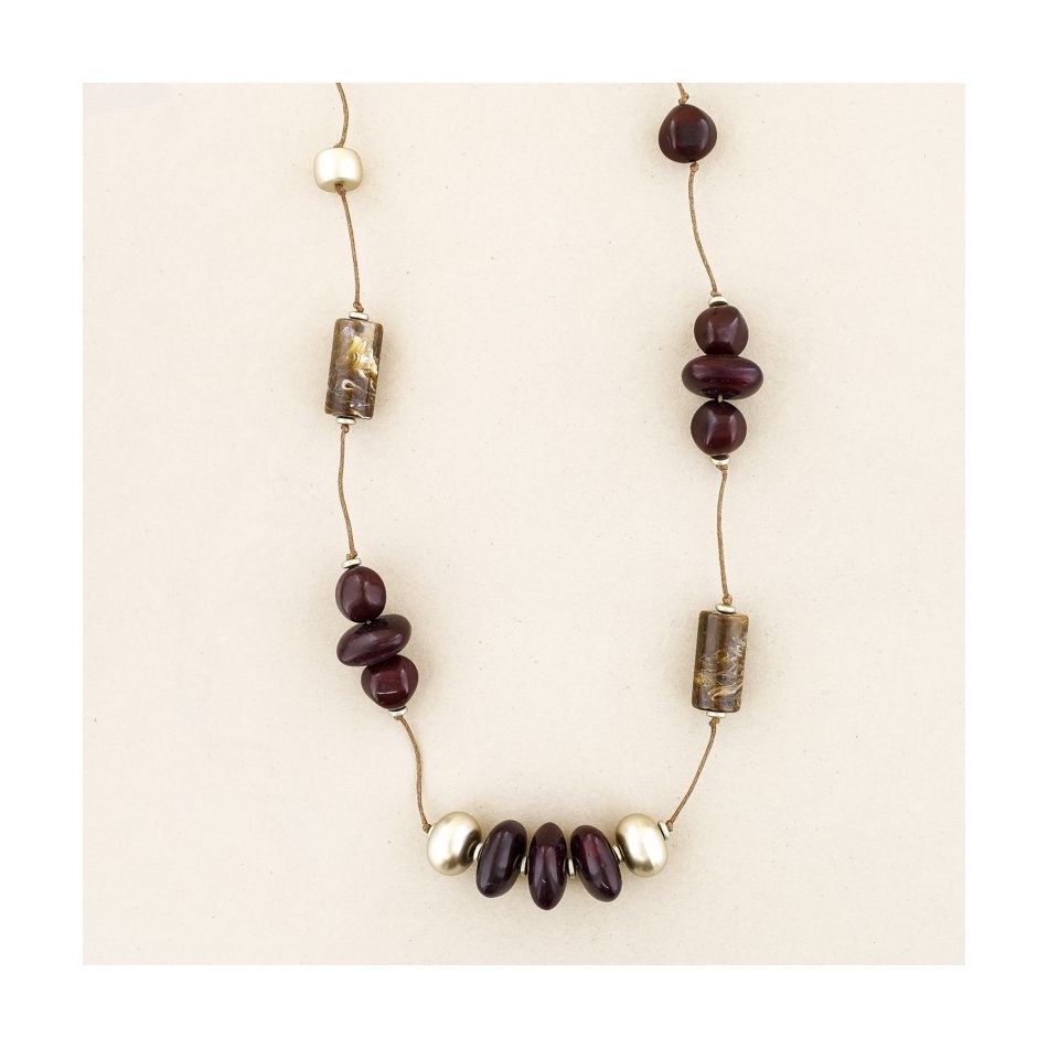 COLLAR LARGO CUENTAS RESINA
