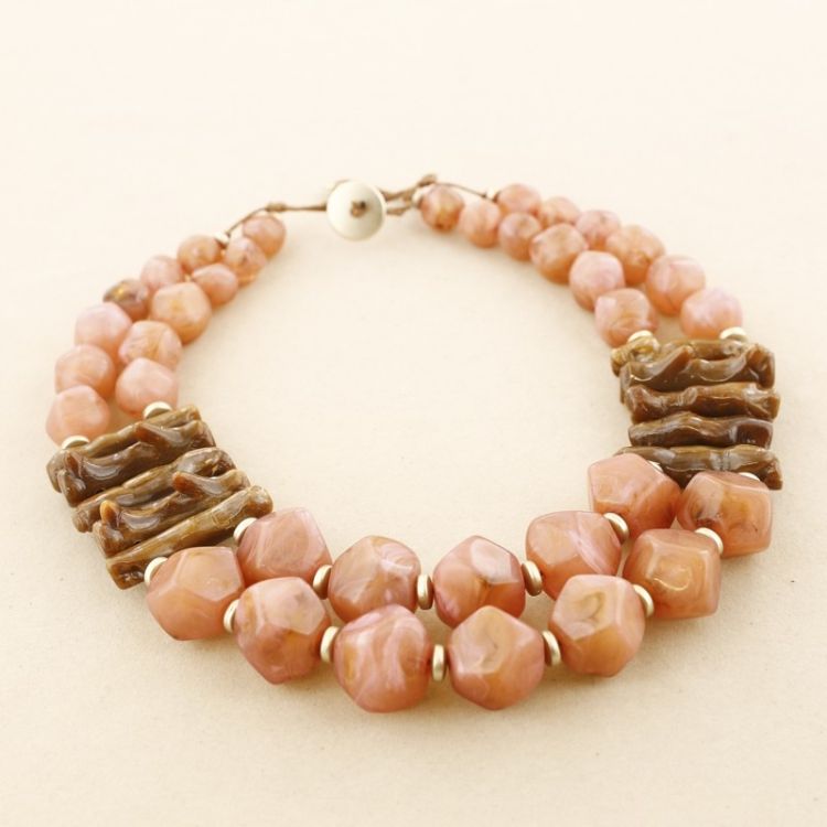 DOUBLE RESIN BEADS SHORT NECKLACE