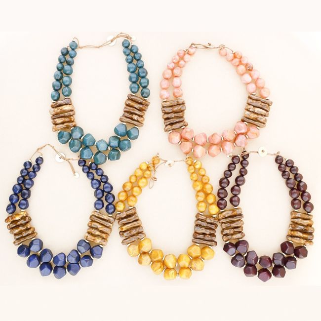 DOUBLE RESIN BEADS SHORT NECKLACE