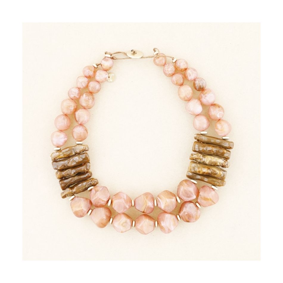 DOUBLE RESIN BEADS SHORT NECKLACE