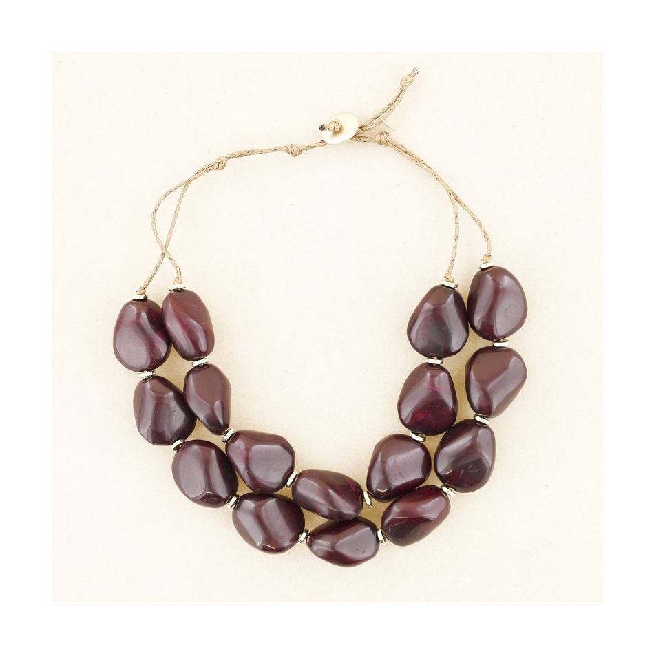 DOUBLE RESIN BEADS SHORT NECKLACE