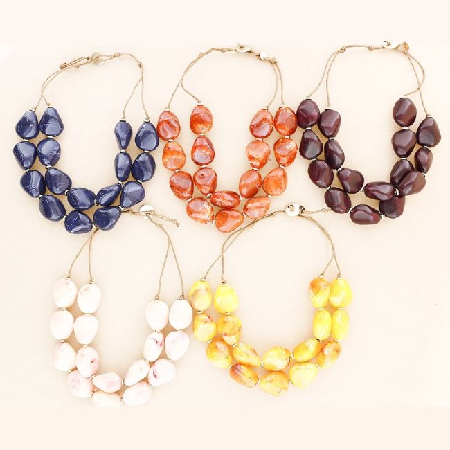 DOUBLE RESIN BEADS SHORT NECKLACE