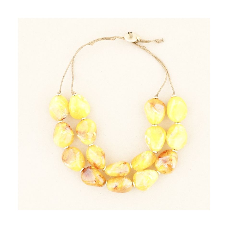 DOUBLE RESIN BEADS SHORT NECKLACE