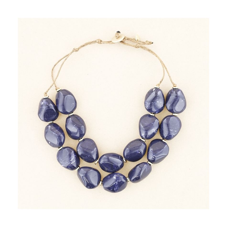 DOUBLE RESIN BEADS SHORT NECKLACE