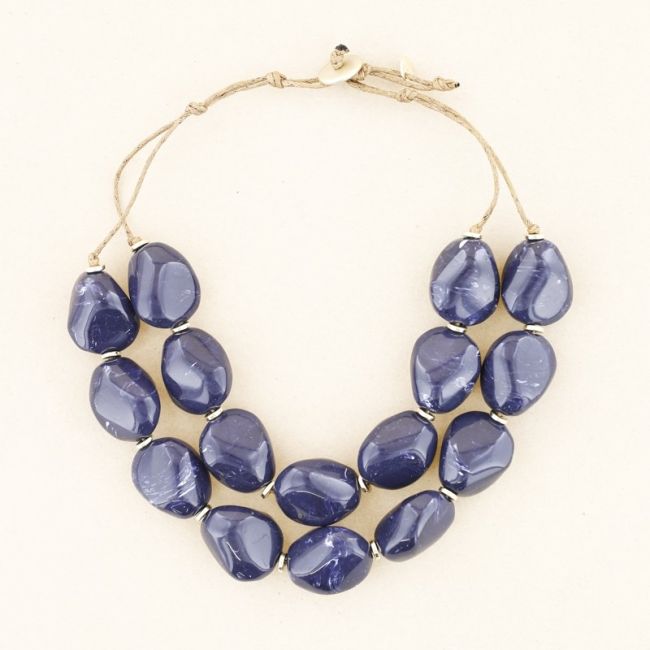 DOUBLE RESIN BEADS SHORT NECKLACE