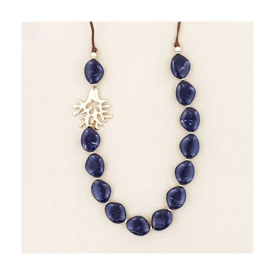 METAL CORAL RESIN BEADS LONG NECKLACE