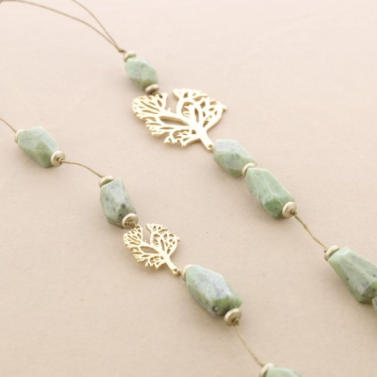 METAL TREE RESIN BEADS LONG NECKLACE