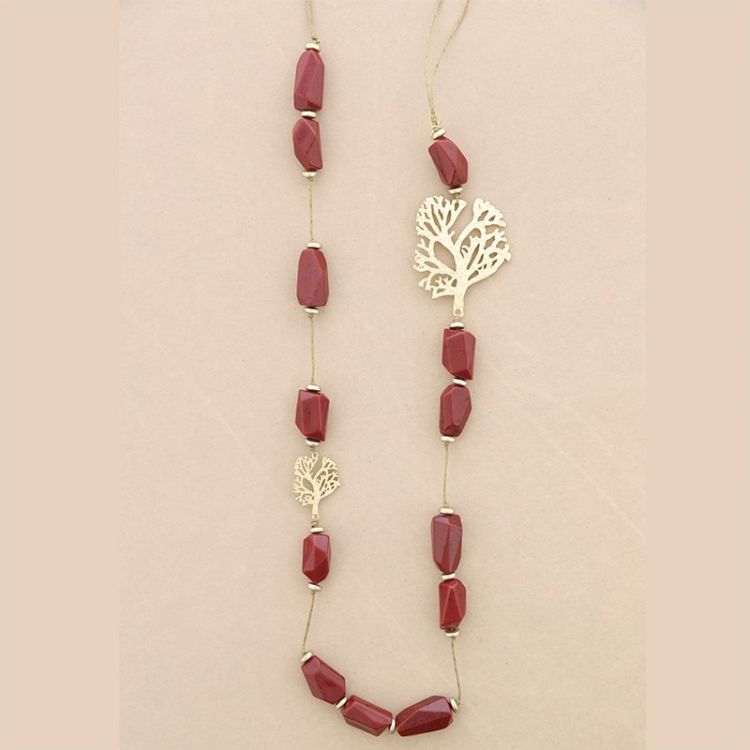 COLLAR LARGO CUENTAS RESINA ÁRBOL METAL 2