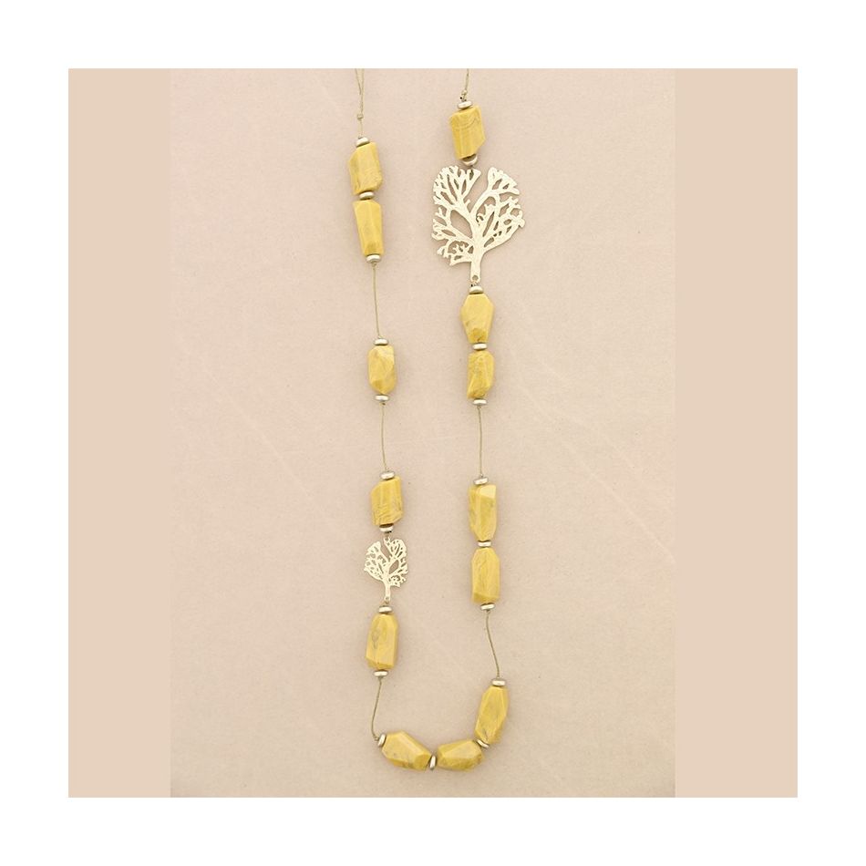 METAL TREE RESIN BEADS LONG NECKLACE