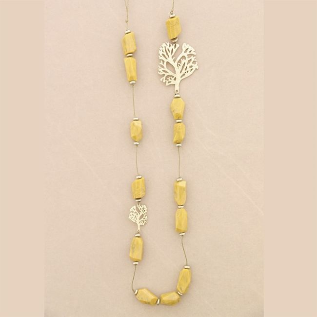 METAL TREE RESIN BEADS LONG NECKLACE