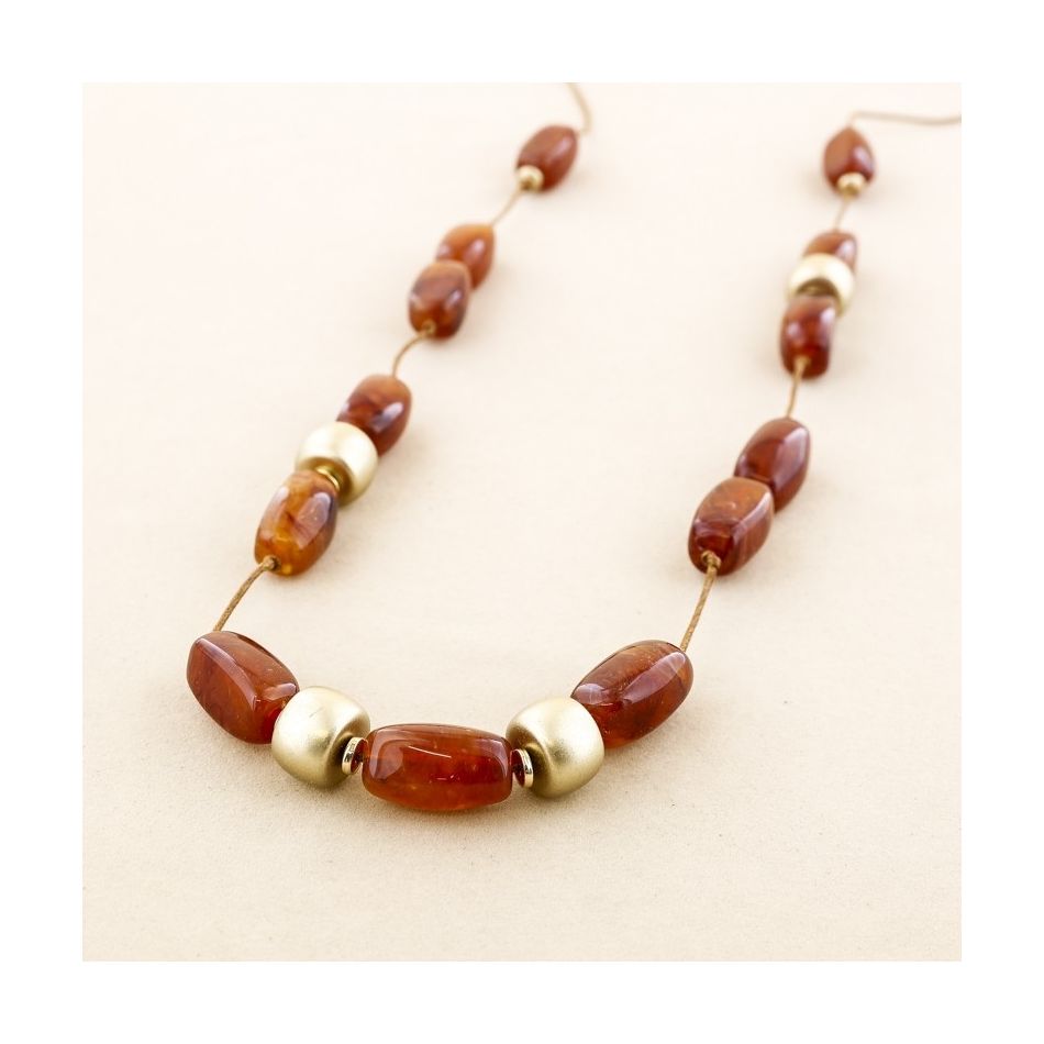 COLLAR LARGO CUENTAS RESINA