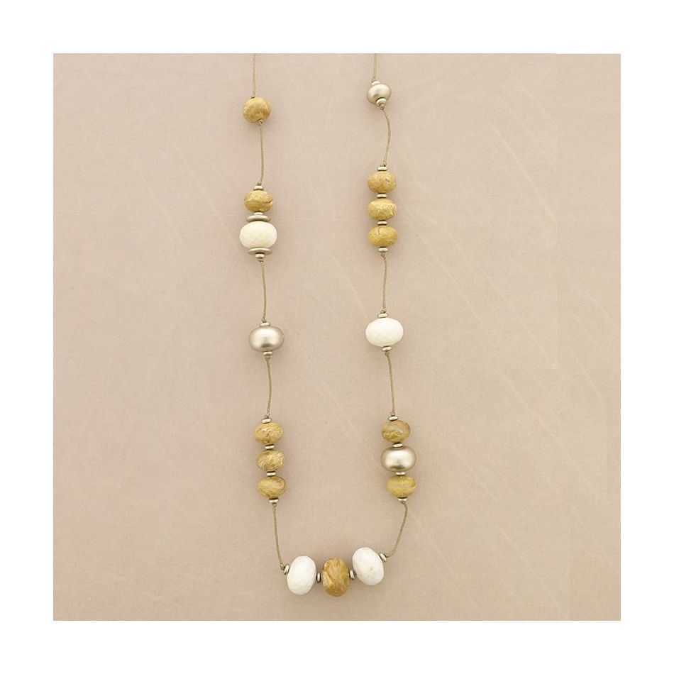 COLLAR LARGO CUENTAS RESINA FACETADA