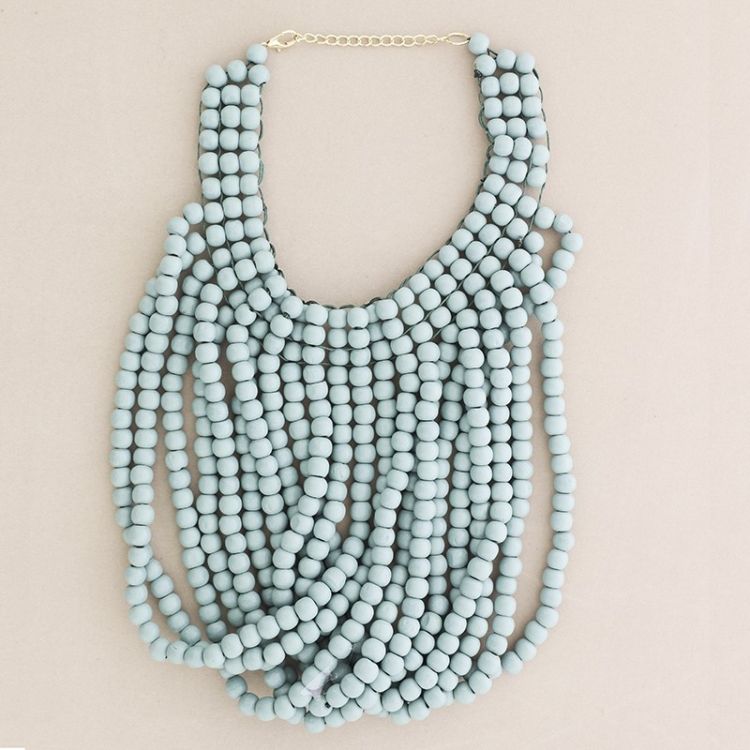 WOOD BALL BIB NECKLACE