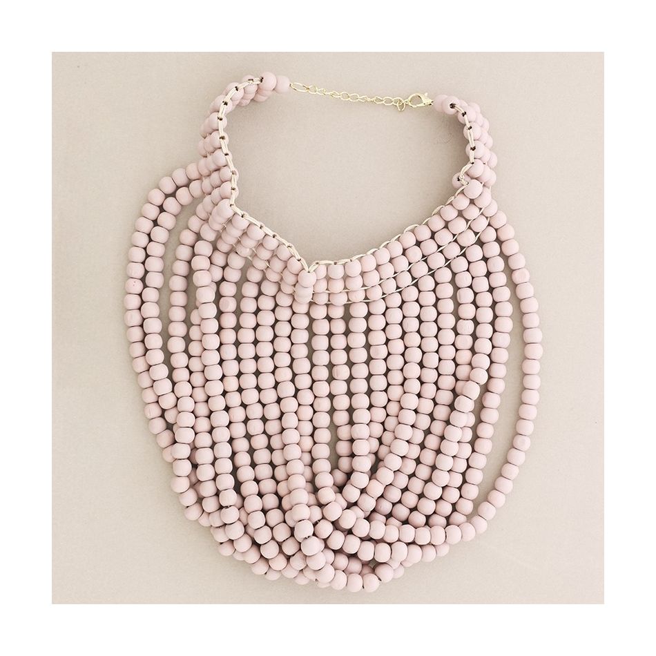 WOOD BALL BIB NECKLACE