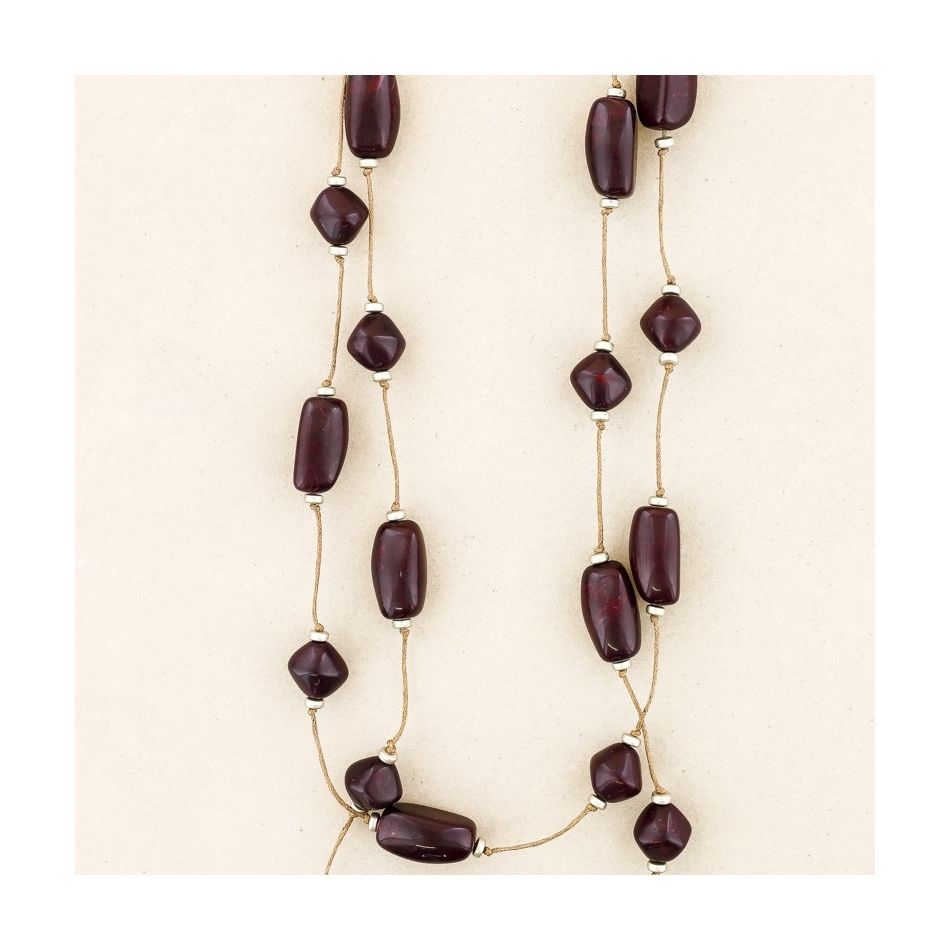 COLLAR LARGO DOBLE CUENTAS RESINA