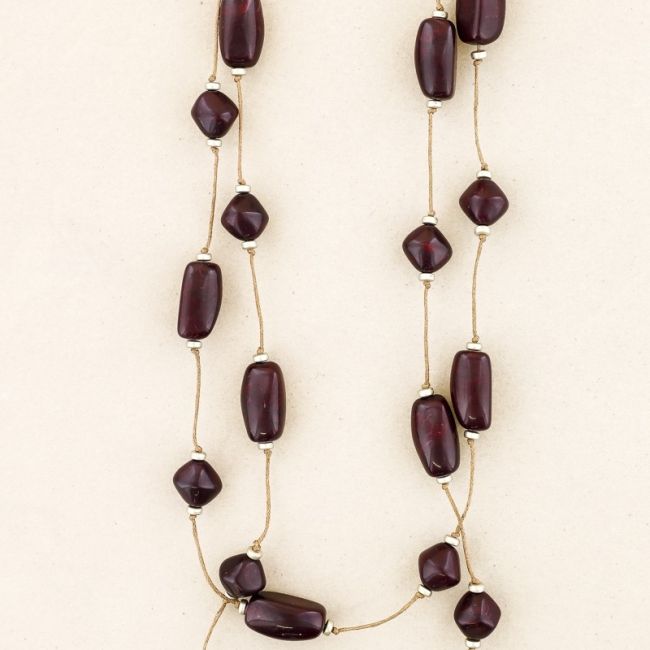 LONG DOUBLE RESIN BEADS NECKLACE