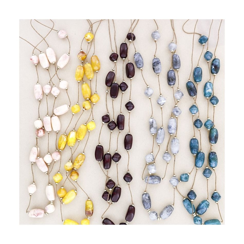 LONG DOUBLE RESIN BEADS NECKLACE