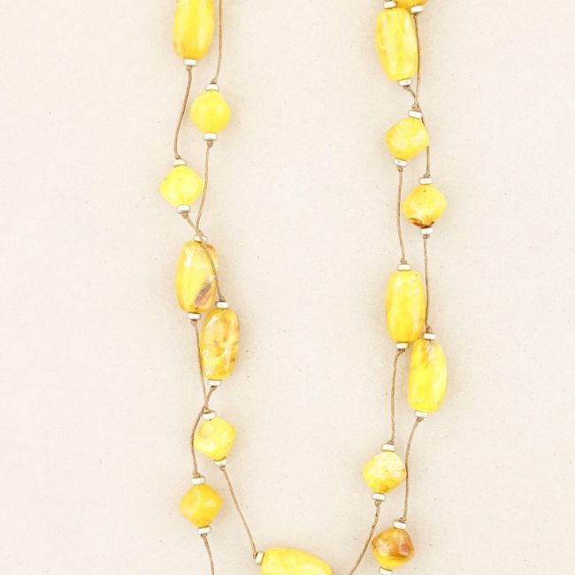 LONG DOUBLE RESIN BEADS NECKLACE