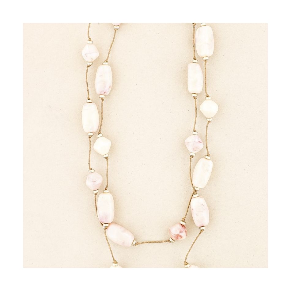 LONG DOUBLE RESIN BEADS NECKLACE