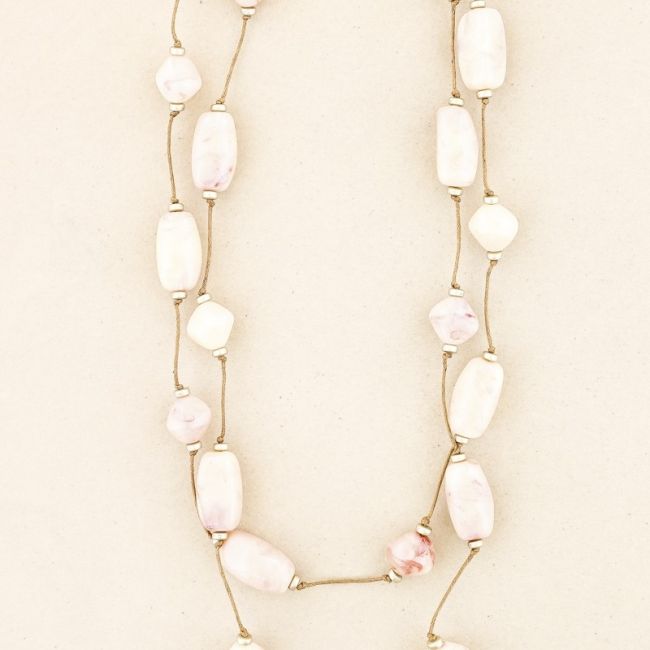 LONG DOUBLE RESIN BEADS NECKLACE