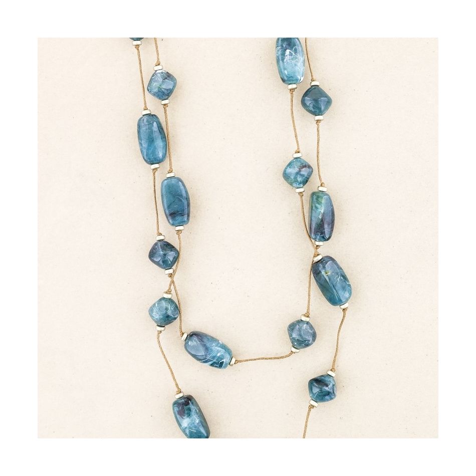 COLLAR LARGO DOBLE CUENTAS RESINA
