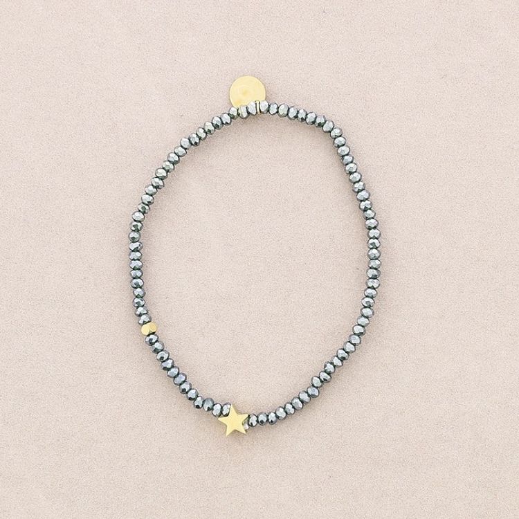 PULSERA ACERO CUENTAS CRISTALES ESTRELLA