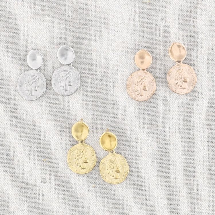 PENDIENTES ACERO COLGANTE MONEDA 2