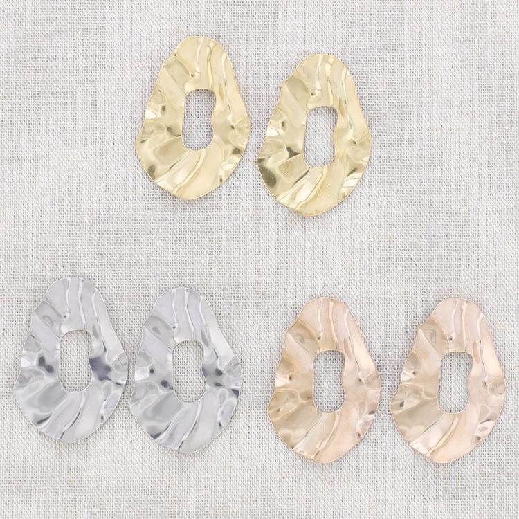 PENDIENTES ACERO ARO OVALADO RUGOSO 2