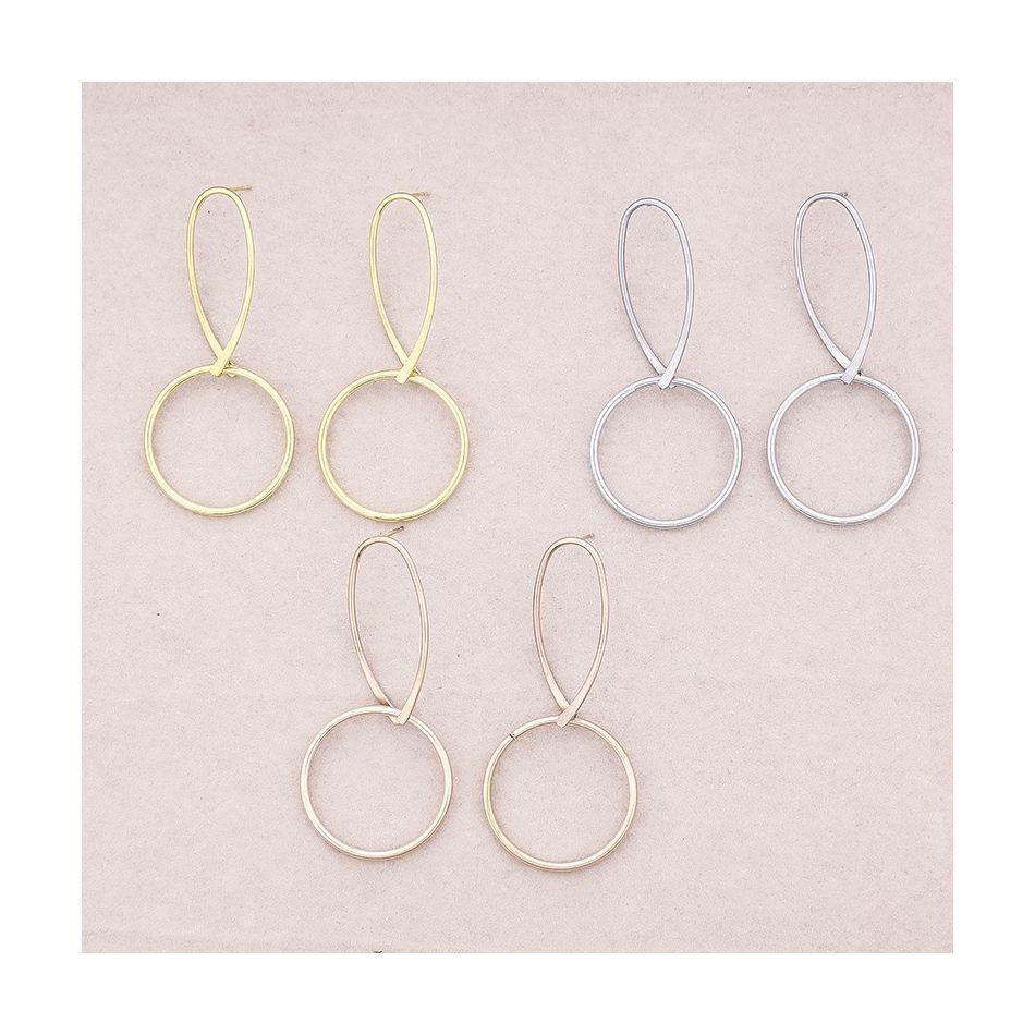STEEL HANGING HOOP EARRINGS