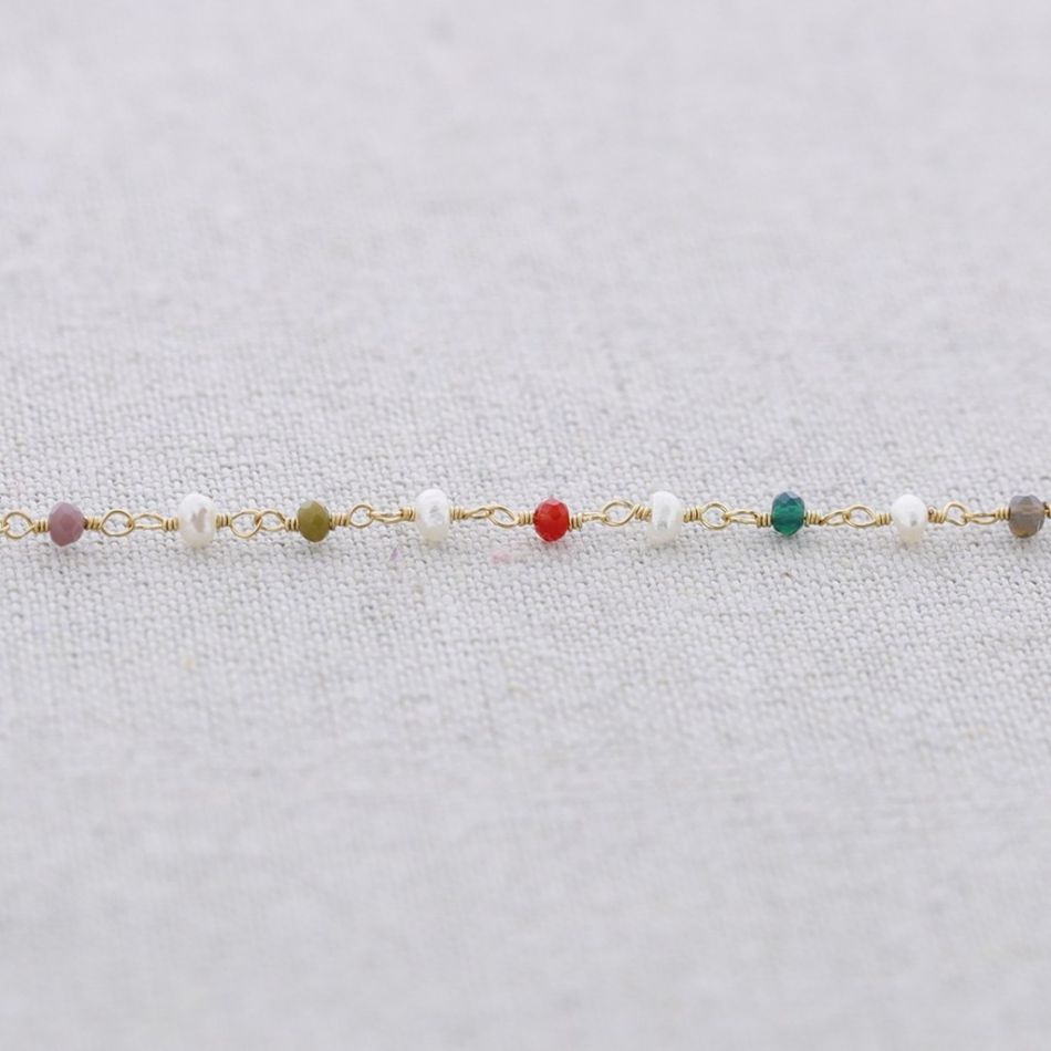GARGANTILLA ACERO CRISTAL PERLA MULTICOLOR