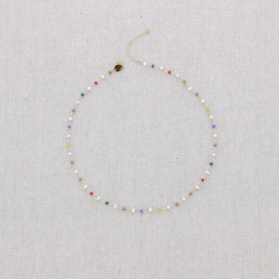 GARGANTILLA ACERO CRISTAL PERLA MULTICOLOR
