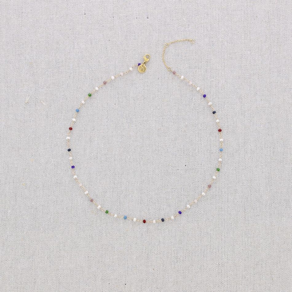 GARGANTILLA ACERO CRISTAL PERLA MULTICOLOR