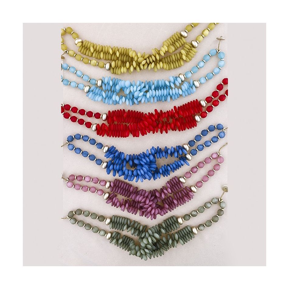 DOUBLE RESIN BEADS SHORT NECKLACE