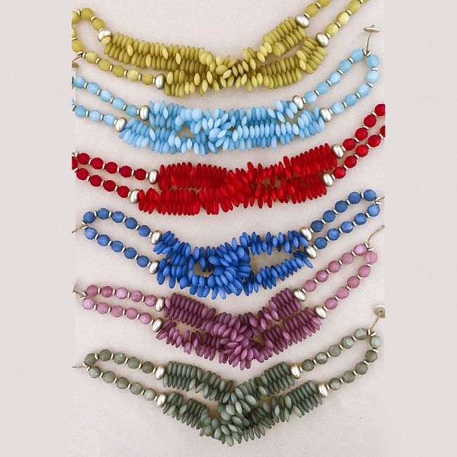 DOUBLE RESIN BEADS SHORT NECKLACE