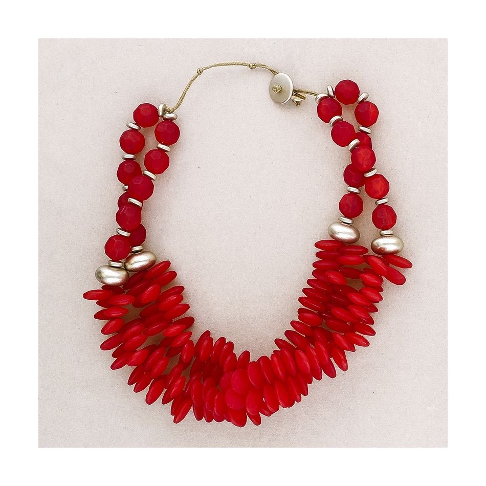 DOUBLE RESIN BEADS SHORT NECKLACE