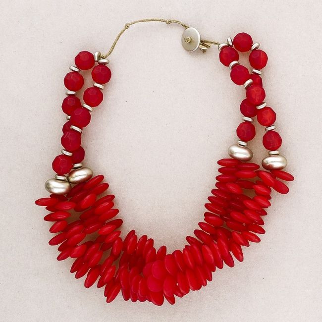 DOUBLE RESIN BEADS SHORT NECKLACE