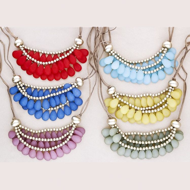 TRIPLE RESIN BEADS SHORT NECKLACE 2