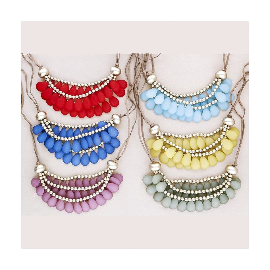 GARGANTILLA TRIPLE CUENTAS RESINA