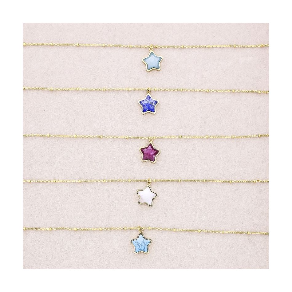 STONE STAR STEEL SHORT NECKLACE