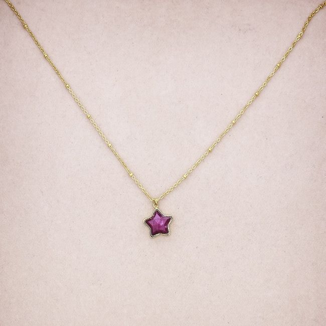 STONE STAR STEEL SHORT NECKLACE