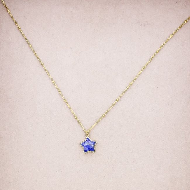 STONE STAR STEEL SHORT NECKLACE