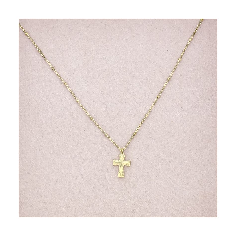 STEEL CROSS SHORT NECKLACE