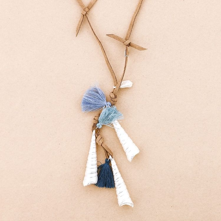 LONG METAL MARINE MOTIFS PENDANT NECKLACE 2