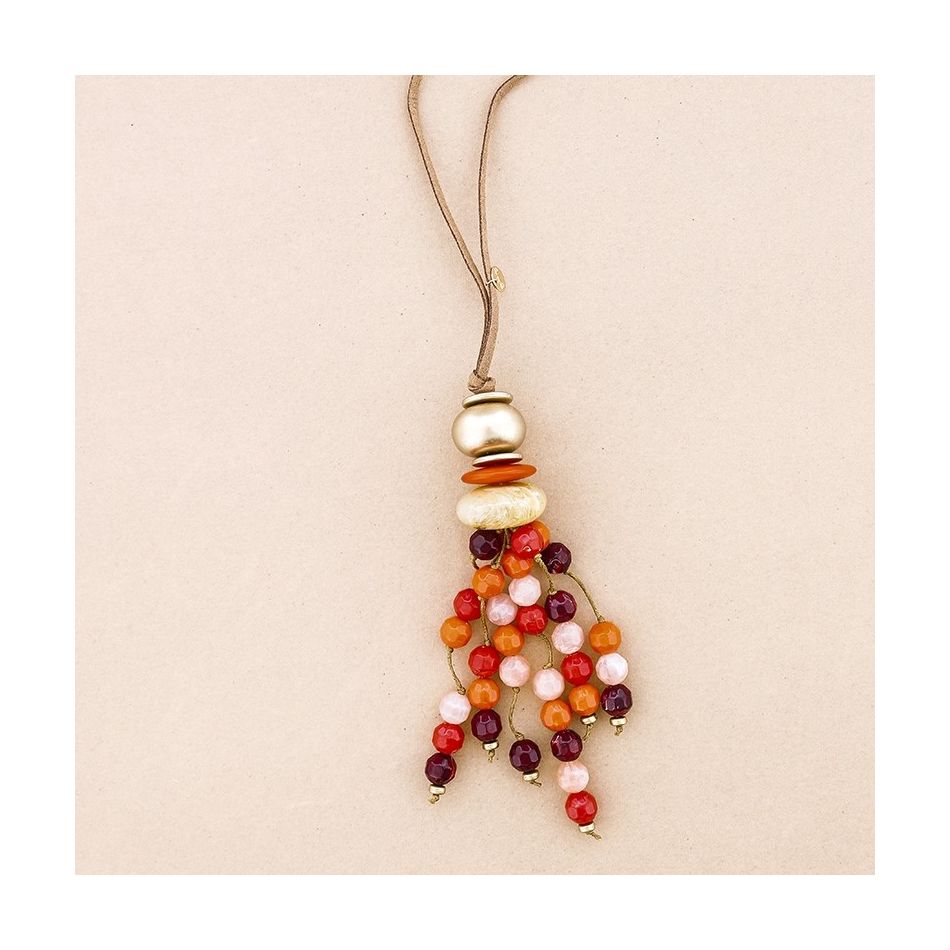 LONG RESIN CLUSTER PENDANT NECKLACE