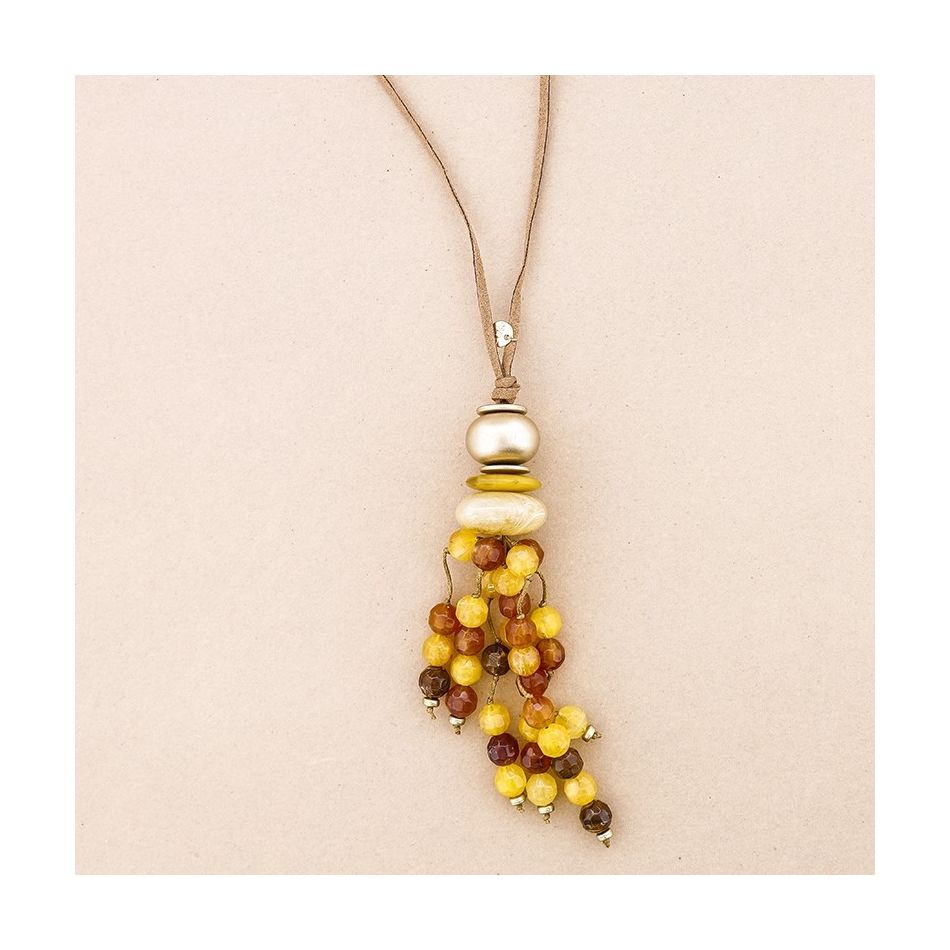LONG RESIN CLUSTER PENDANT NECKLACE