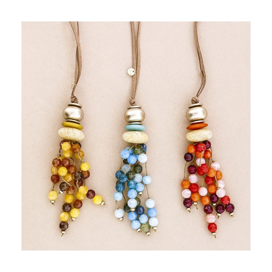 LONG RESIN CLUSTER PENDANT NECKLACE