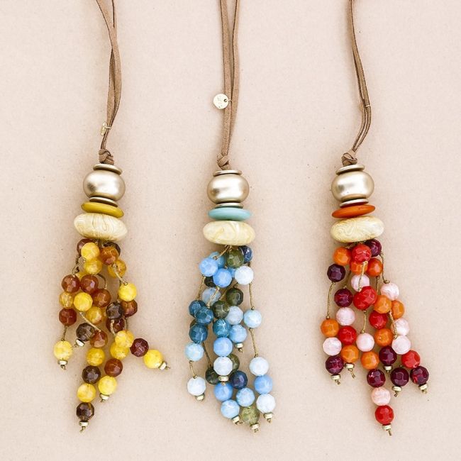 LONG RESIN CLUSTER PENDANT NECKLACE