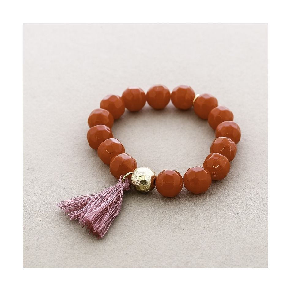 PULSERA ELÁSTICA CUENTAS RESINA FLECO